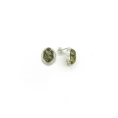 Silver and Amber Earrings - Studs