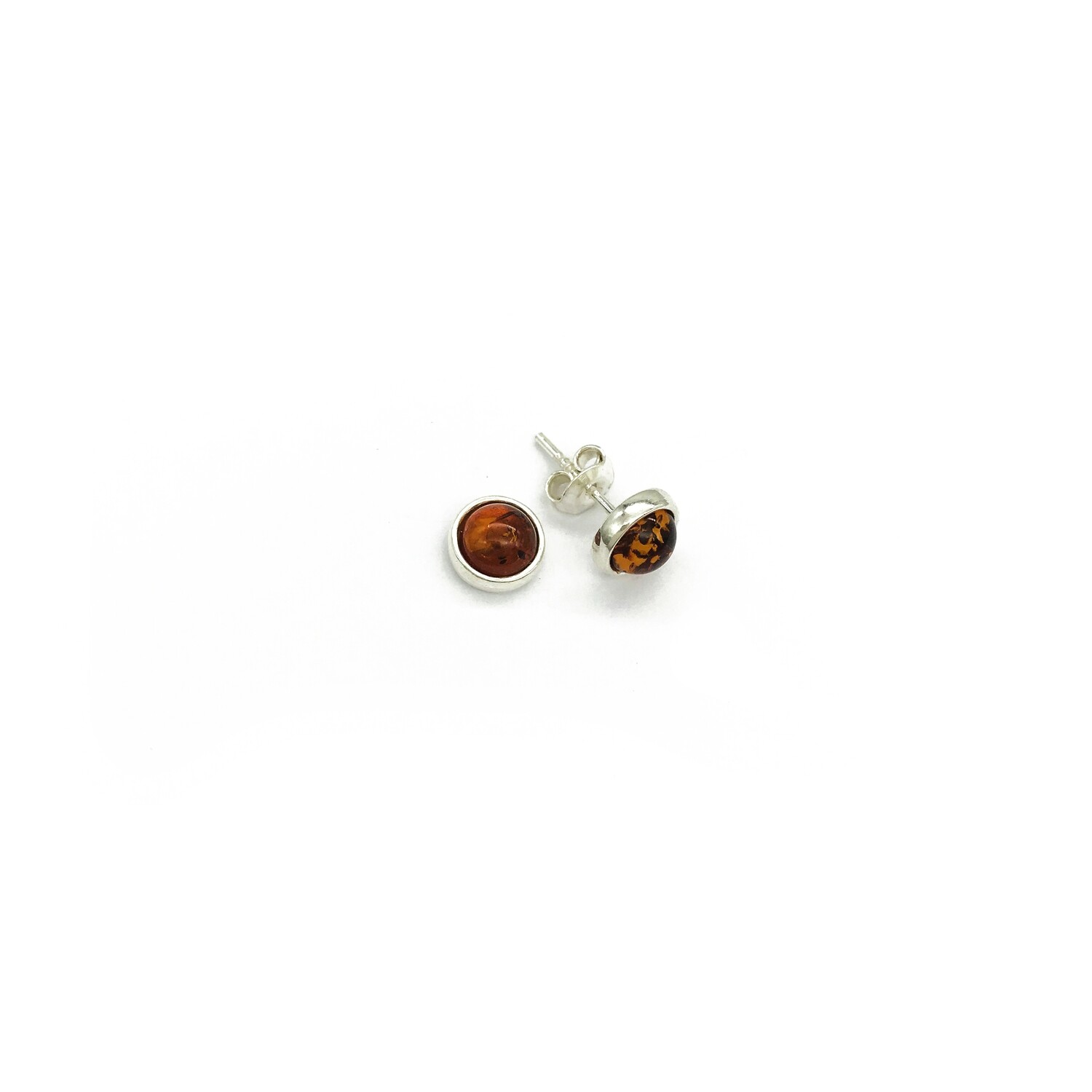 Silver and Amber Earrings - Studs