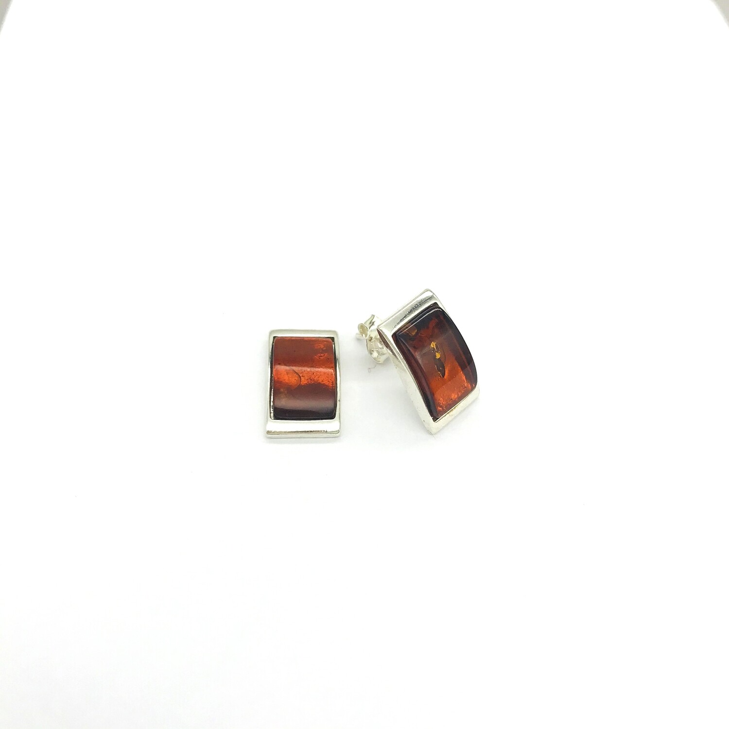 Silver and Amber Earrings - Studs