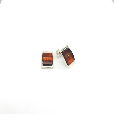 Silver and Amber Earrings - Studs