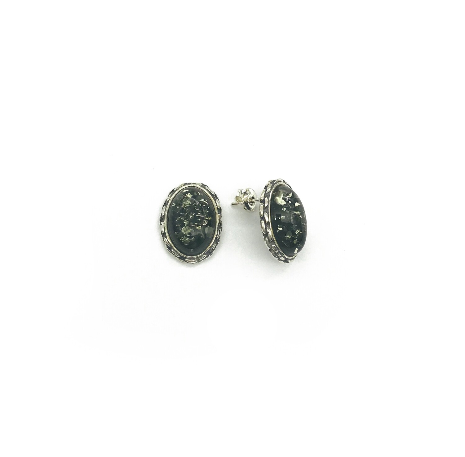 Silver and Amber Earrings - Studs