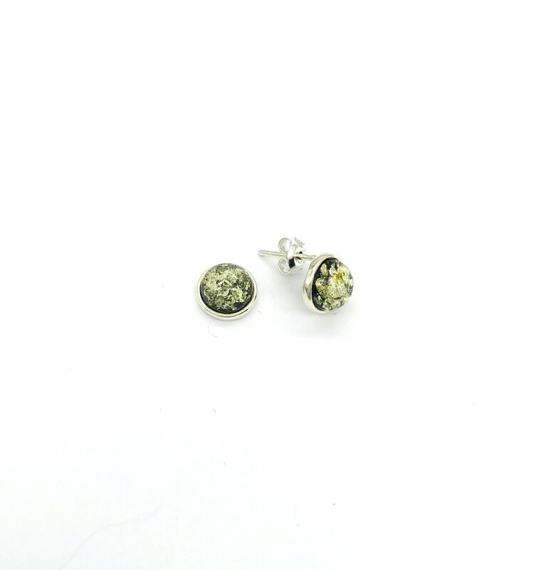 Silver and Amber Earrings - Studs