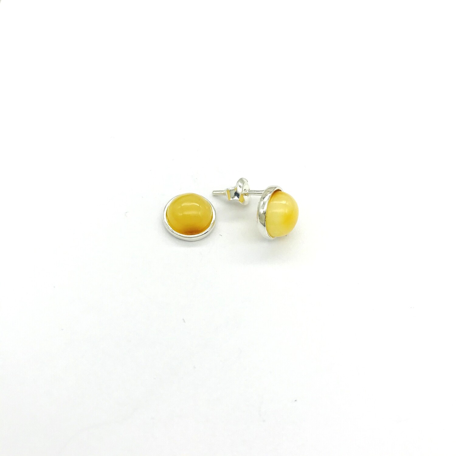 Silver and Amber Earrings - Studs