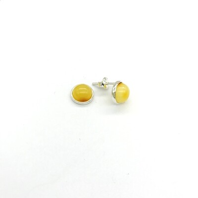 Silver and Amber Earrings - Studs