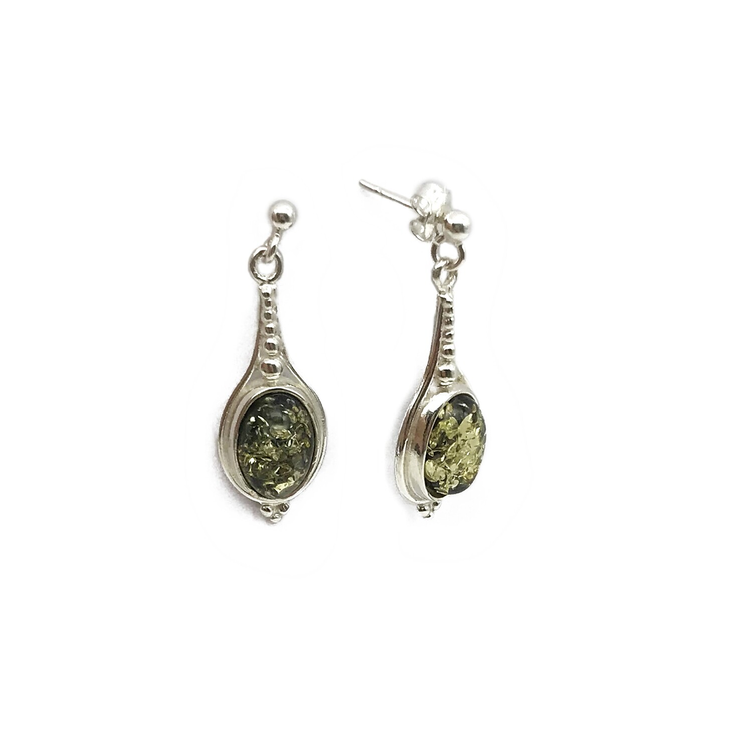 Silver and Amber Earrings