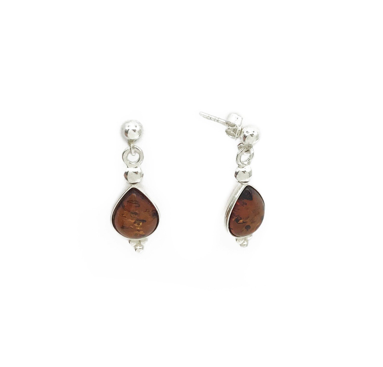 Silver and Amber Earrings