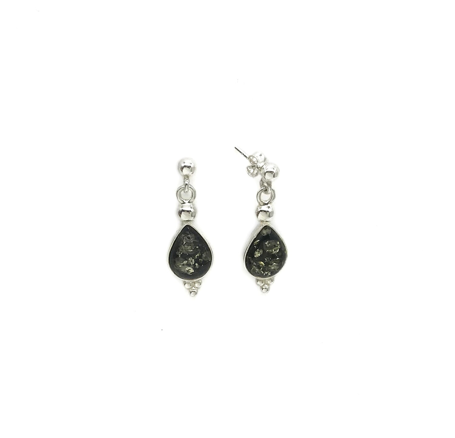 Silver and Amber Earrings
