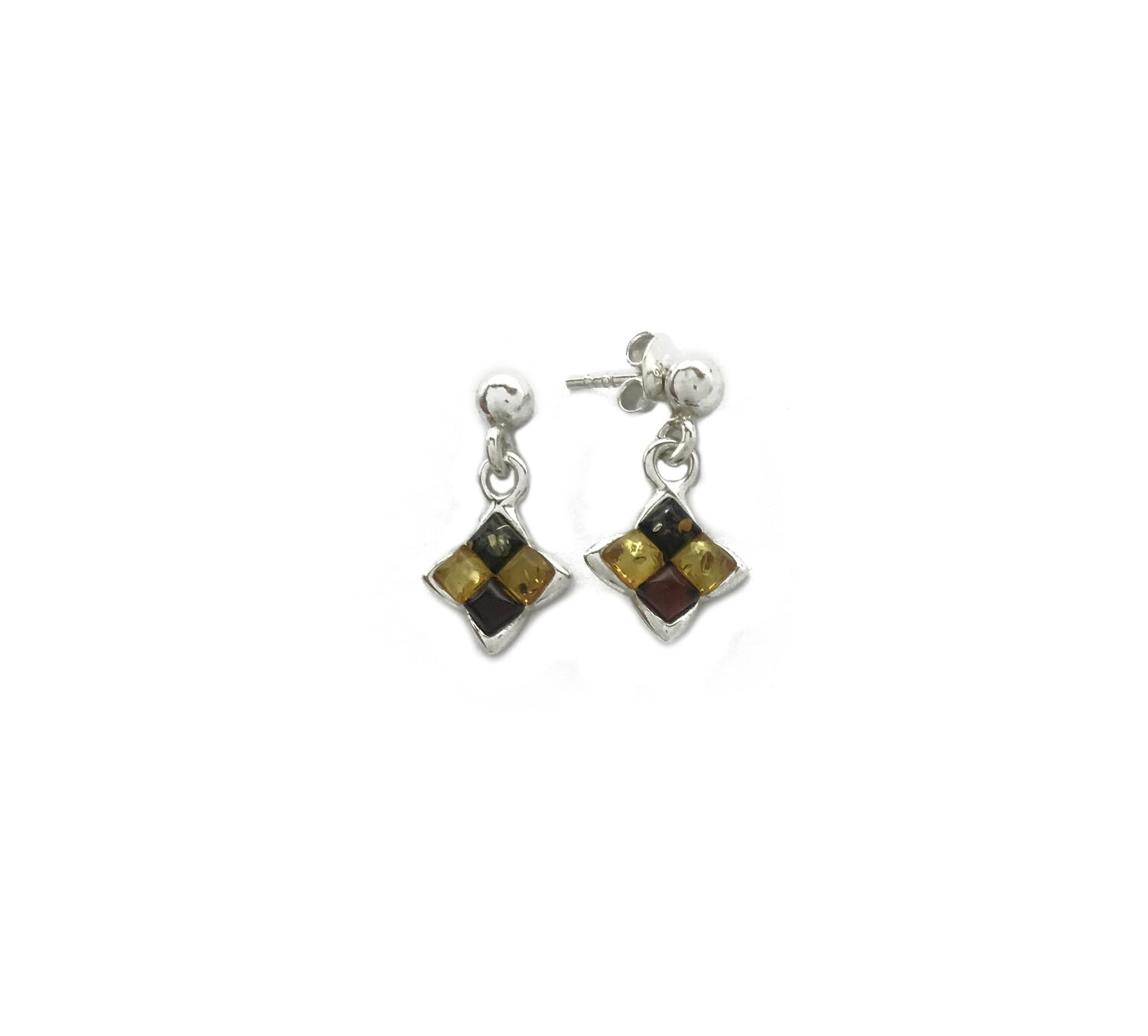 Silver and Amber Earrings