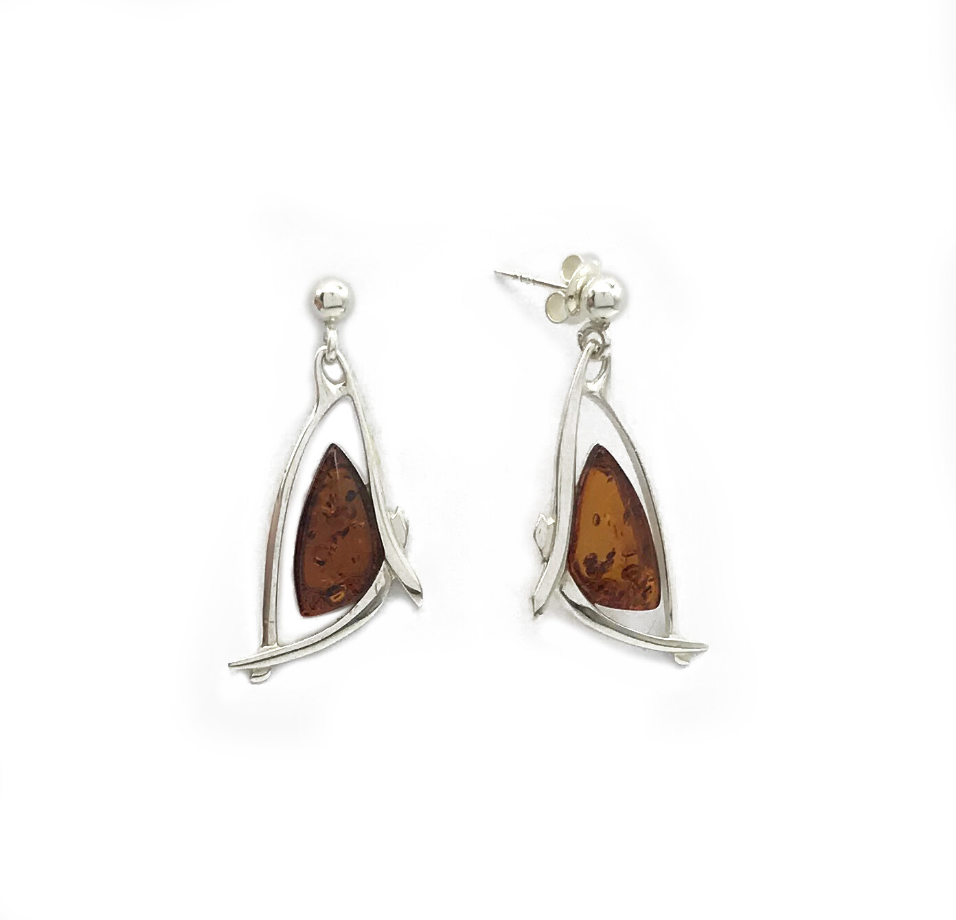 Silver and Amber Earrings