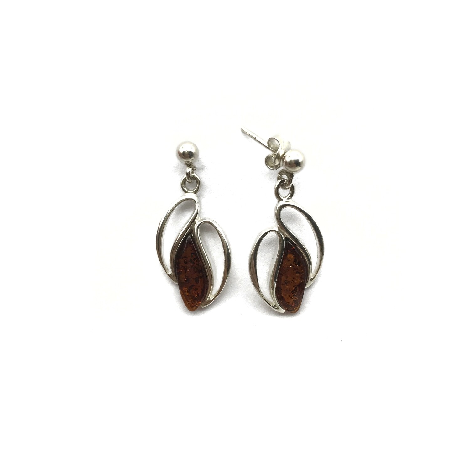 Silver and Amber Earrings