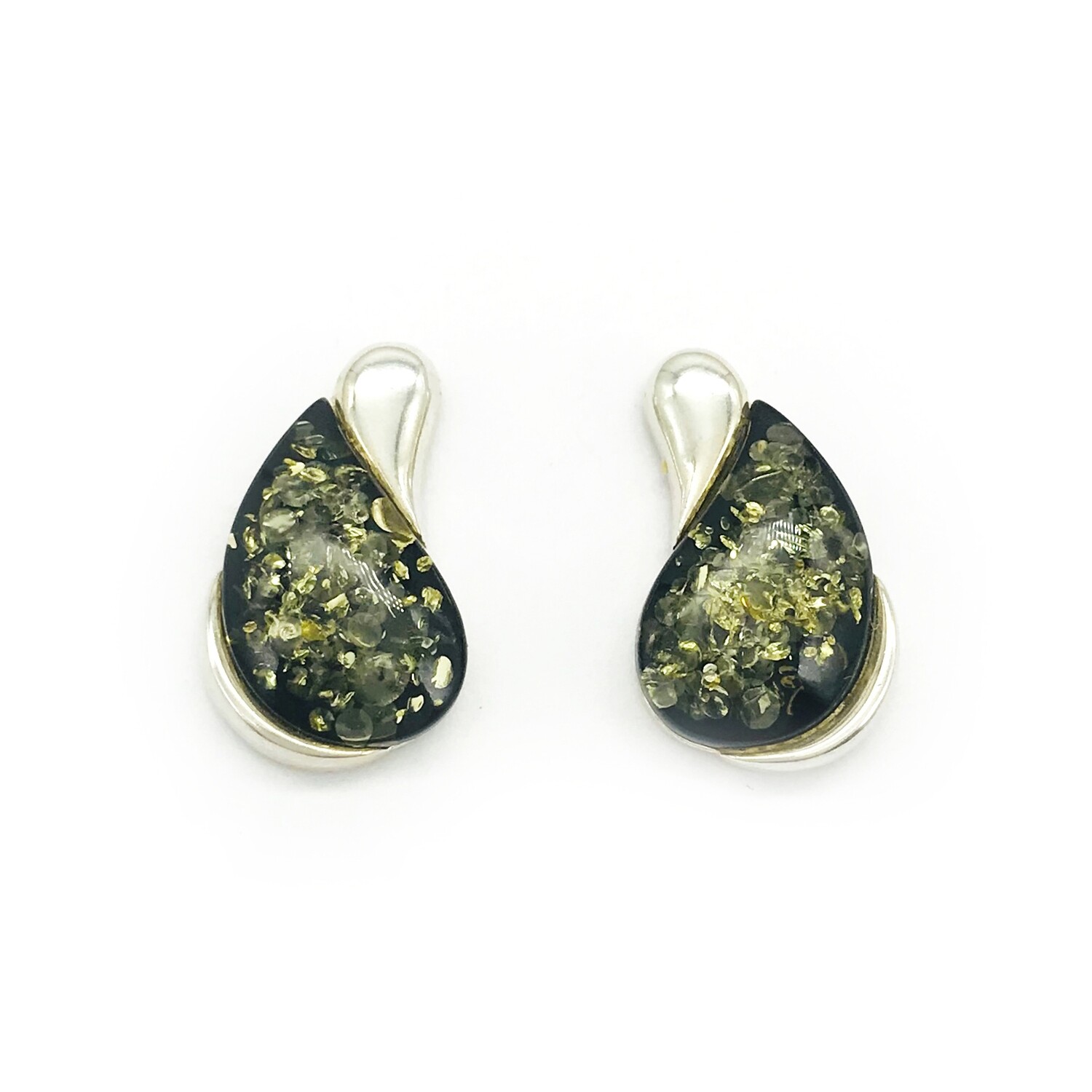 Silver and Amber Earrings - Studs