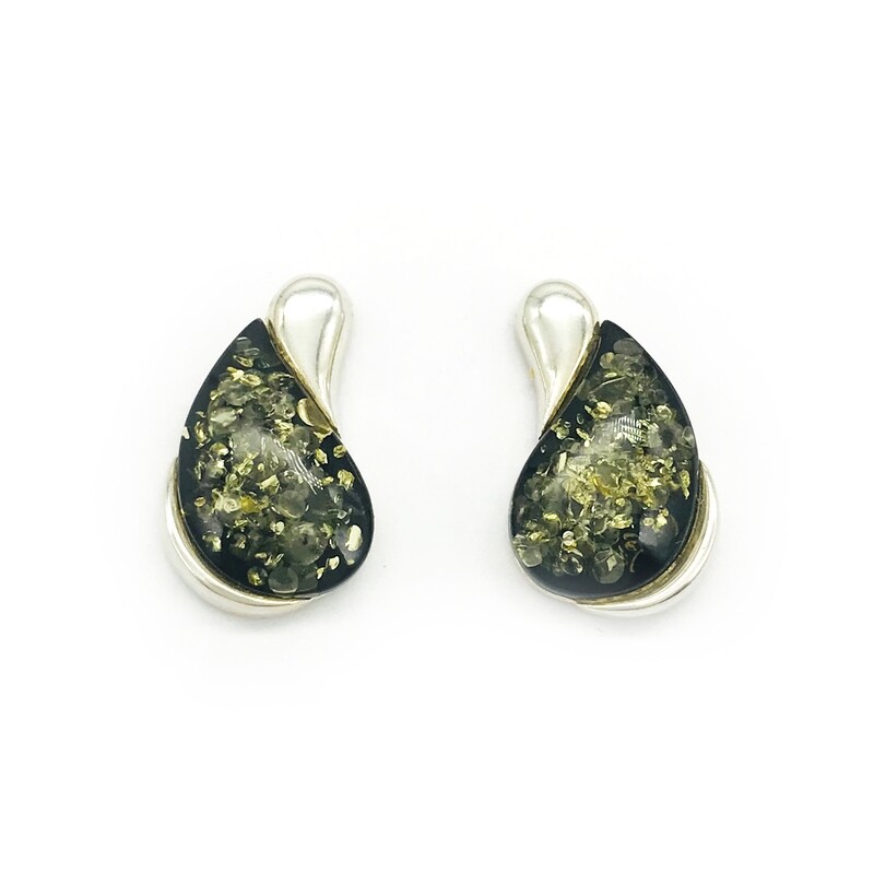 Silver and Amber Earrings - Studs