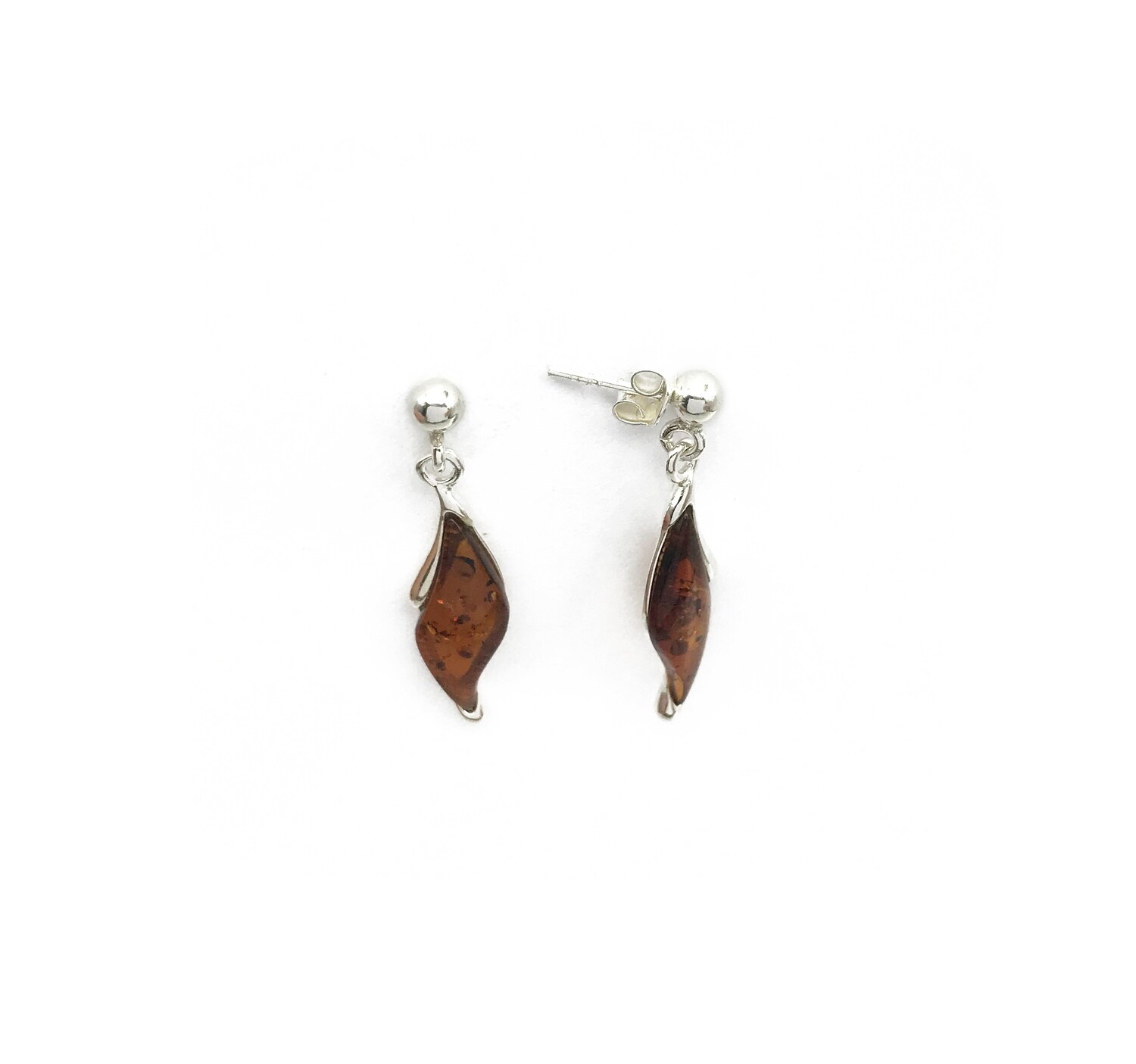 Silver and Amber Earrings