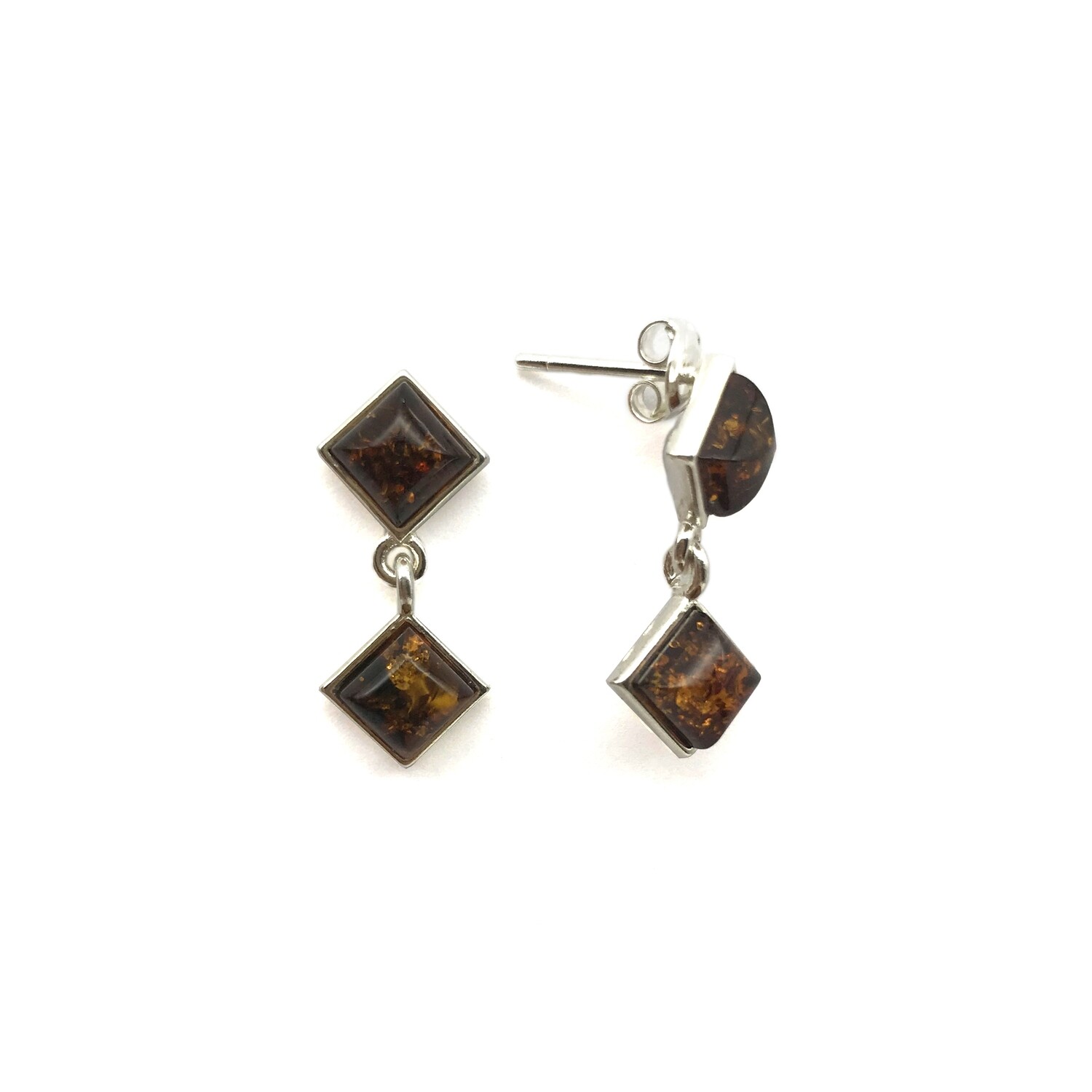 Silver and Amber Earrings
