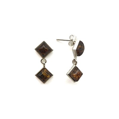Silver and Amber Earrings
