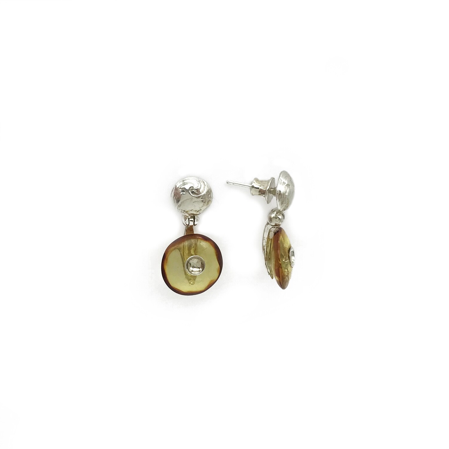 Silver and Amber Earrings