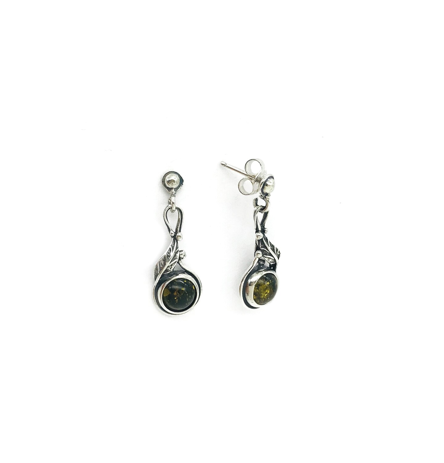 Silver and Amber Earrings