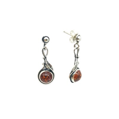 Silver and Amber Earrings