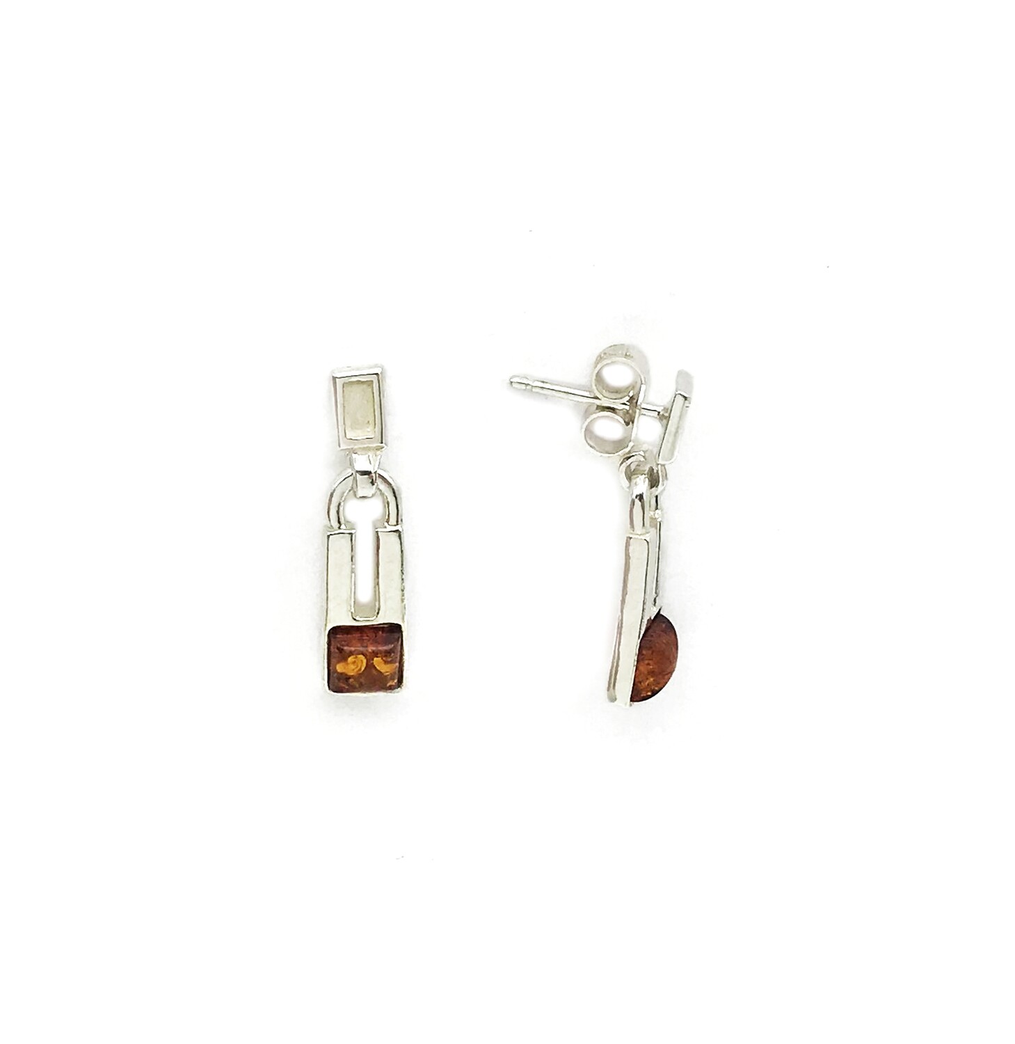 Silver and Amber Earrings