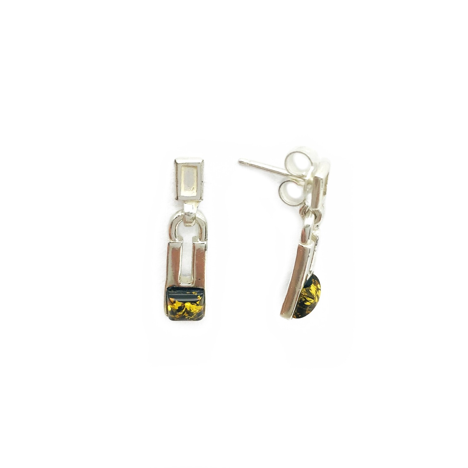 Silver and Amber Earrings