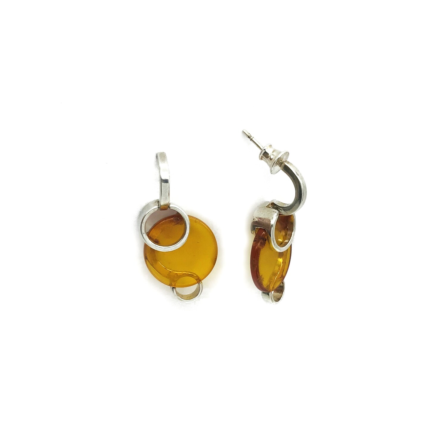 Silver and Amber Earrings