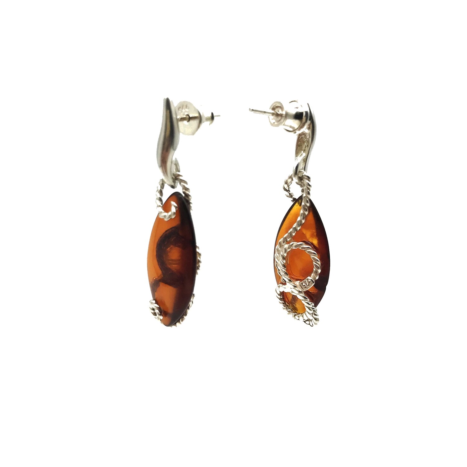 Silver and Amber Earrings