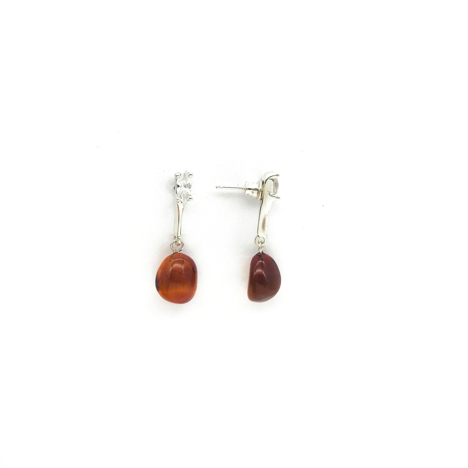 Silver and Amber Earrings