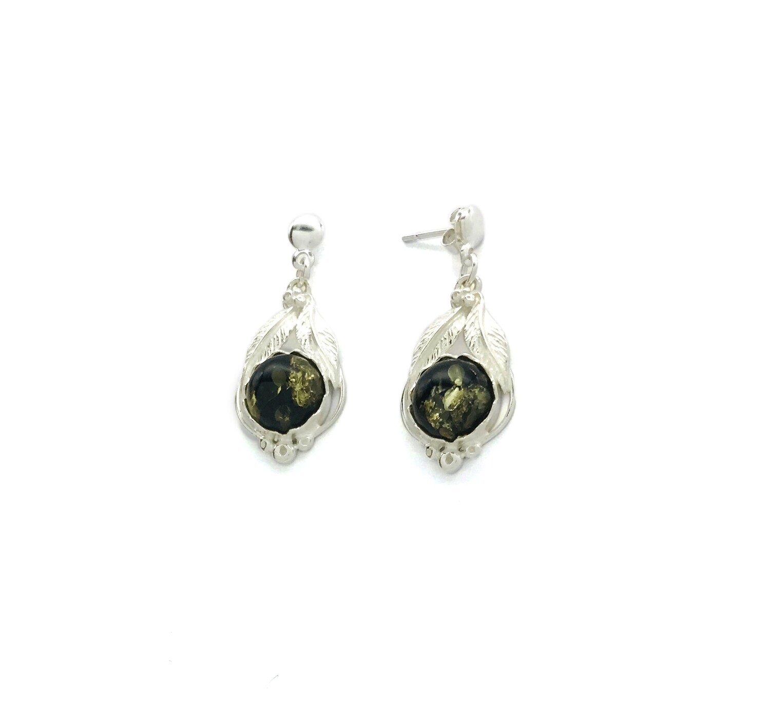Silver and Amber Earrings