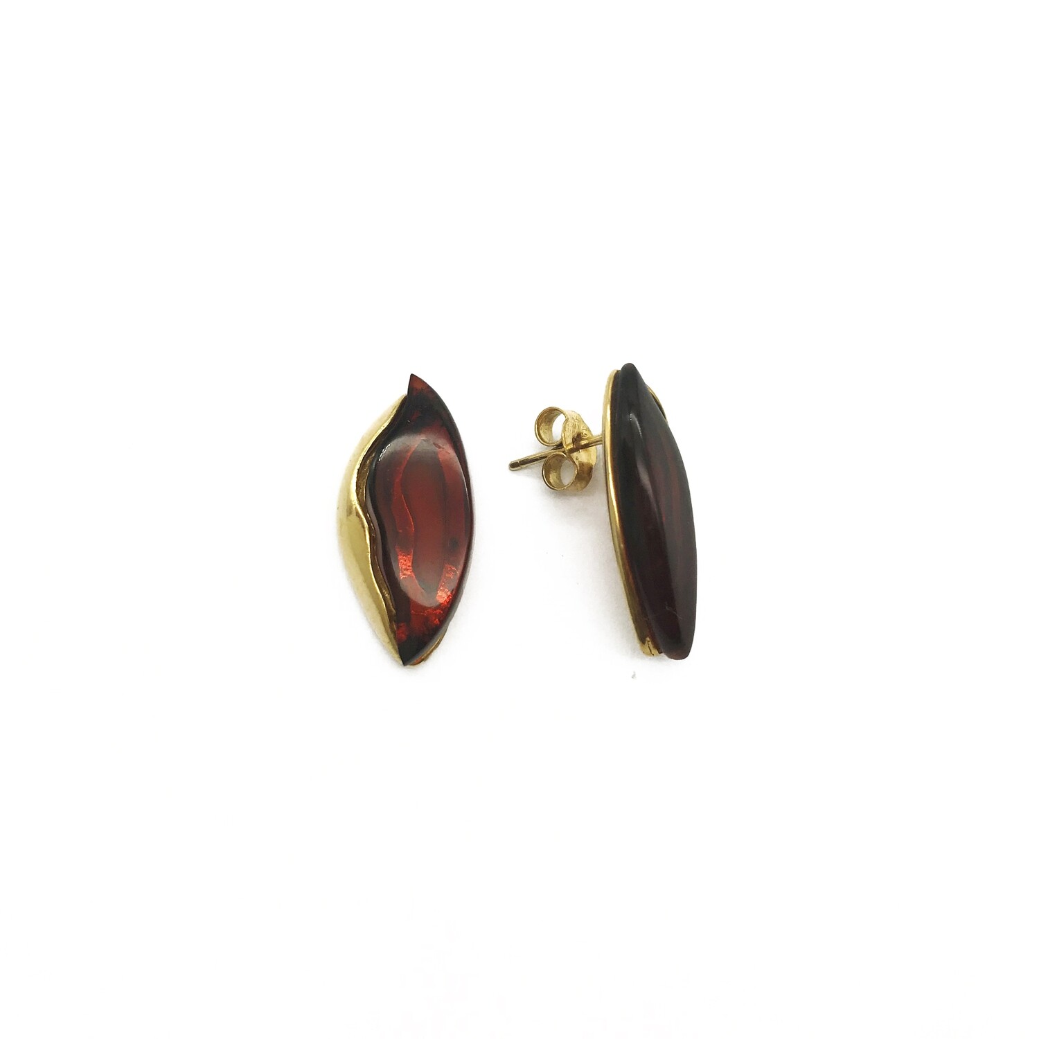 Silver and Amber Earrings - Studs