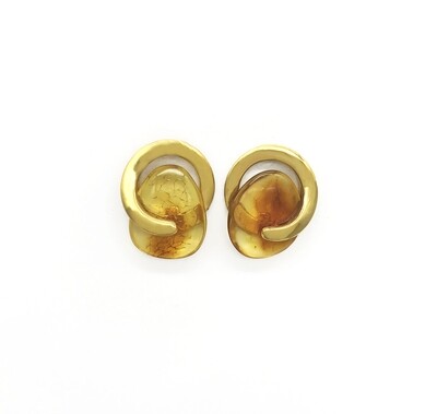 Silver and Amber Earrings - Studs