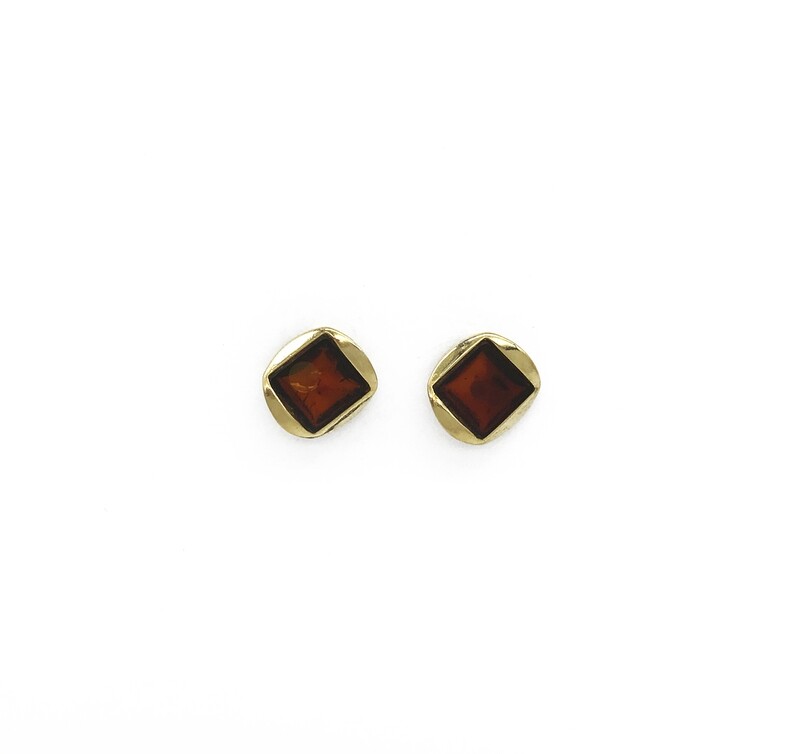 Silver and Amber Earrings - Studs