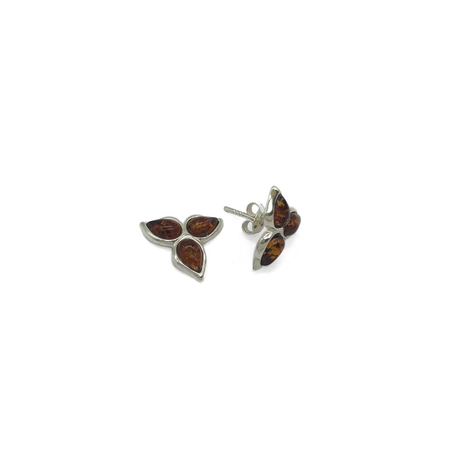 Silver and Amber Earrings - Studs