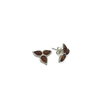 Silver and Amber Earrings - Studs