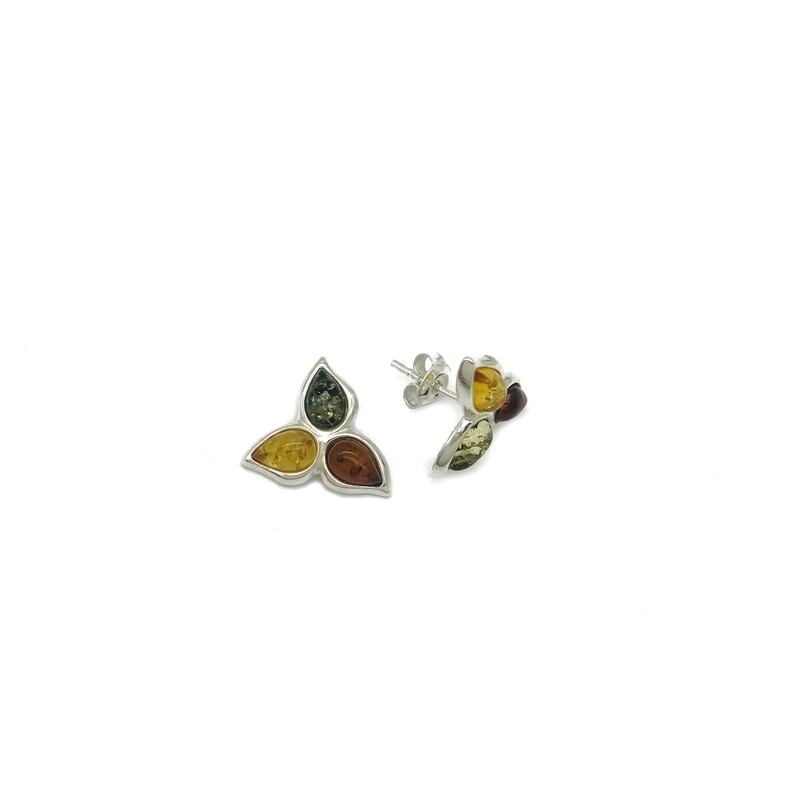 Silver and Amber Earrings - Studs