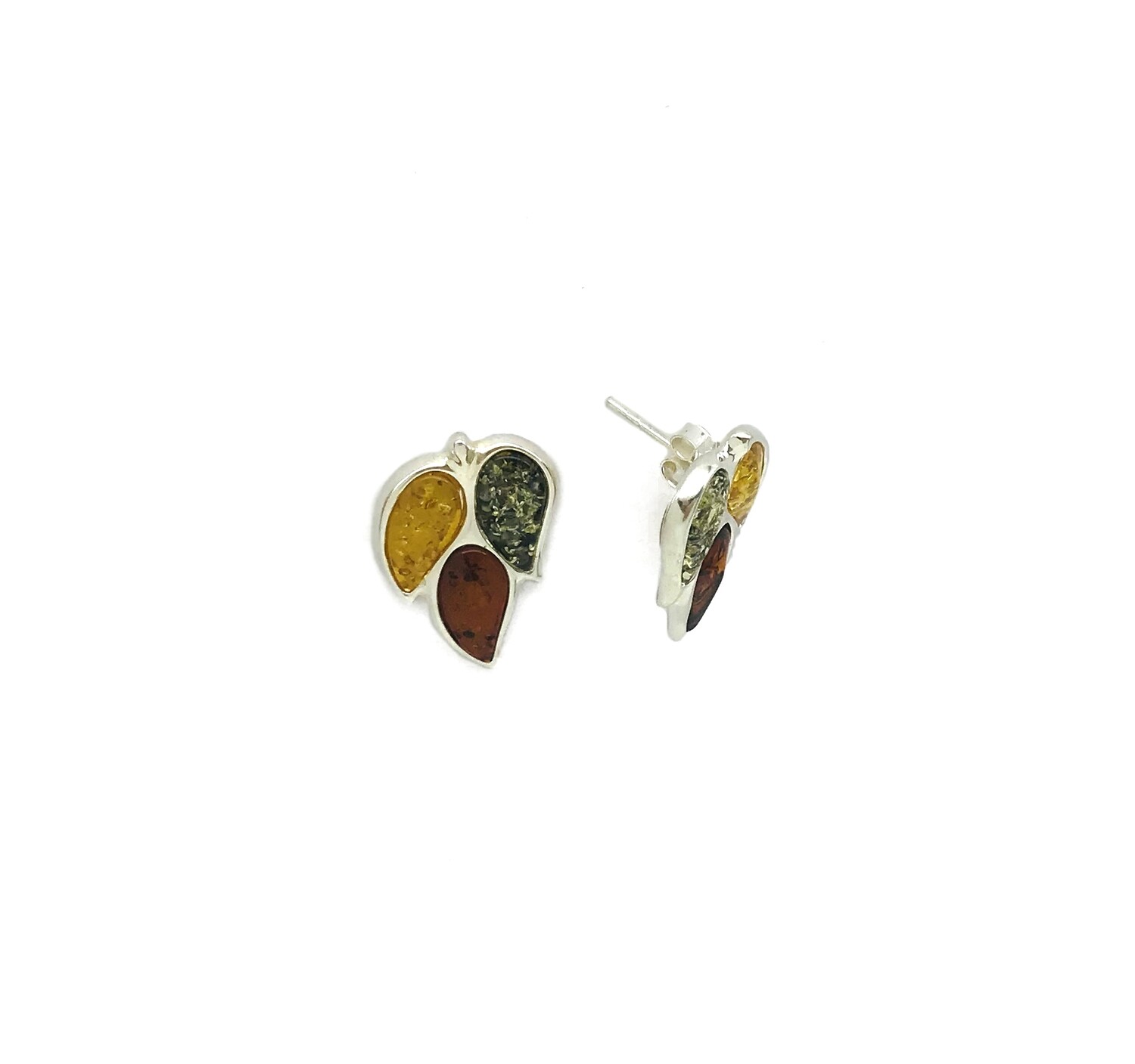 Silver and Amber Earrings - Studs