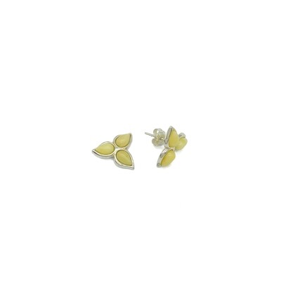 Silver and Amber Earrings - Studs