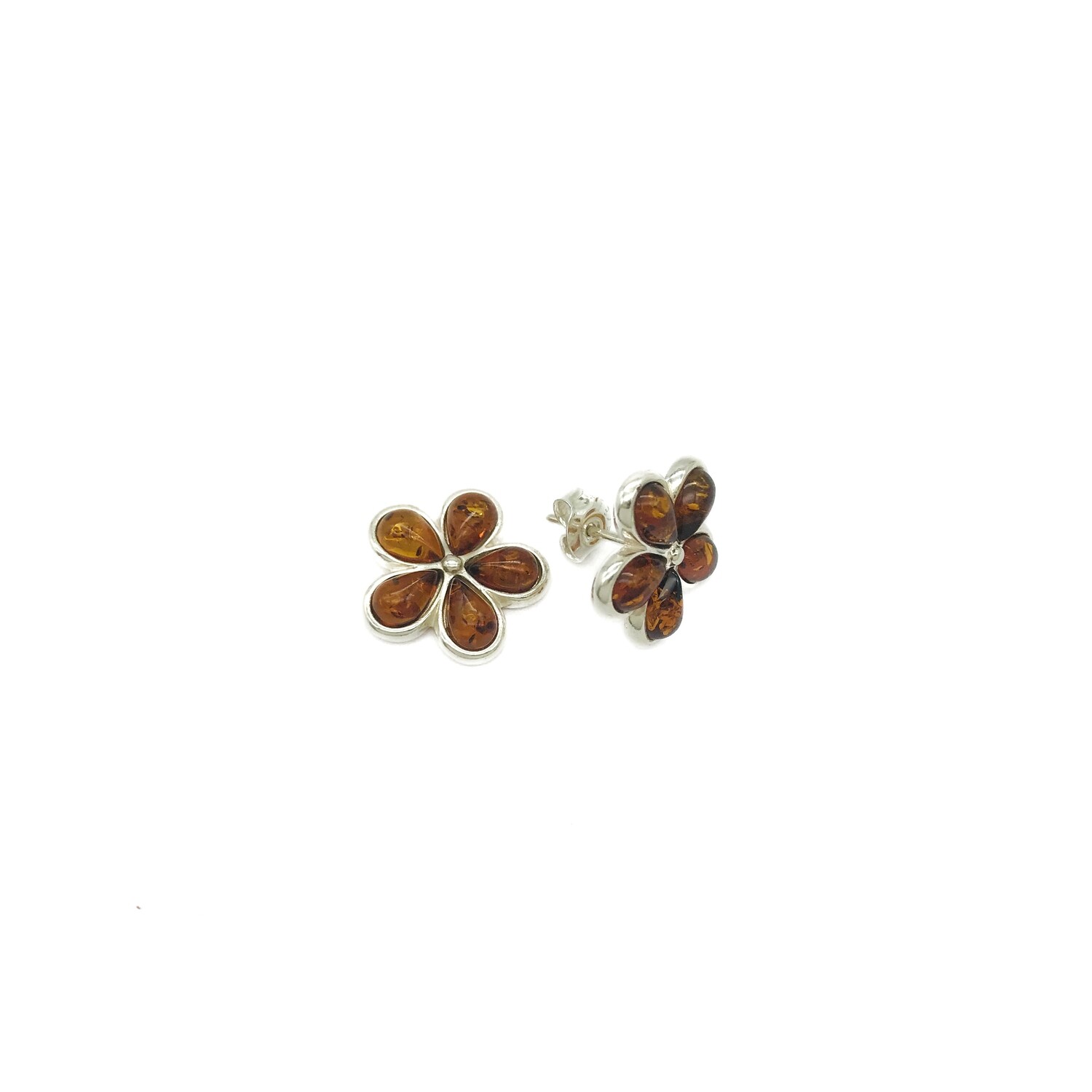 Silver and Amber Earrings - Studs