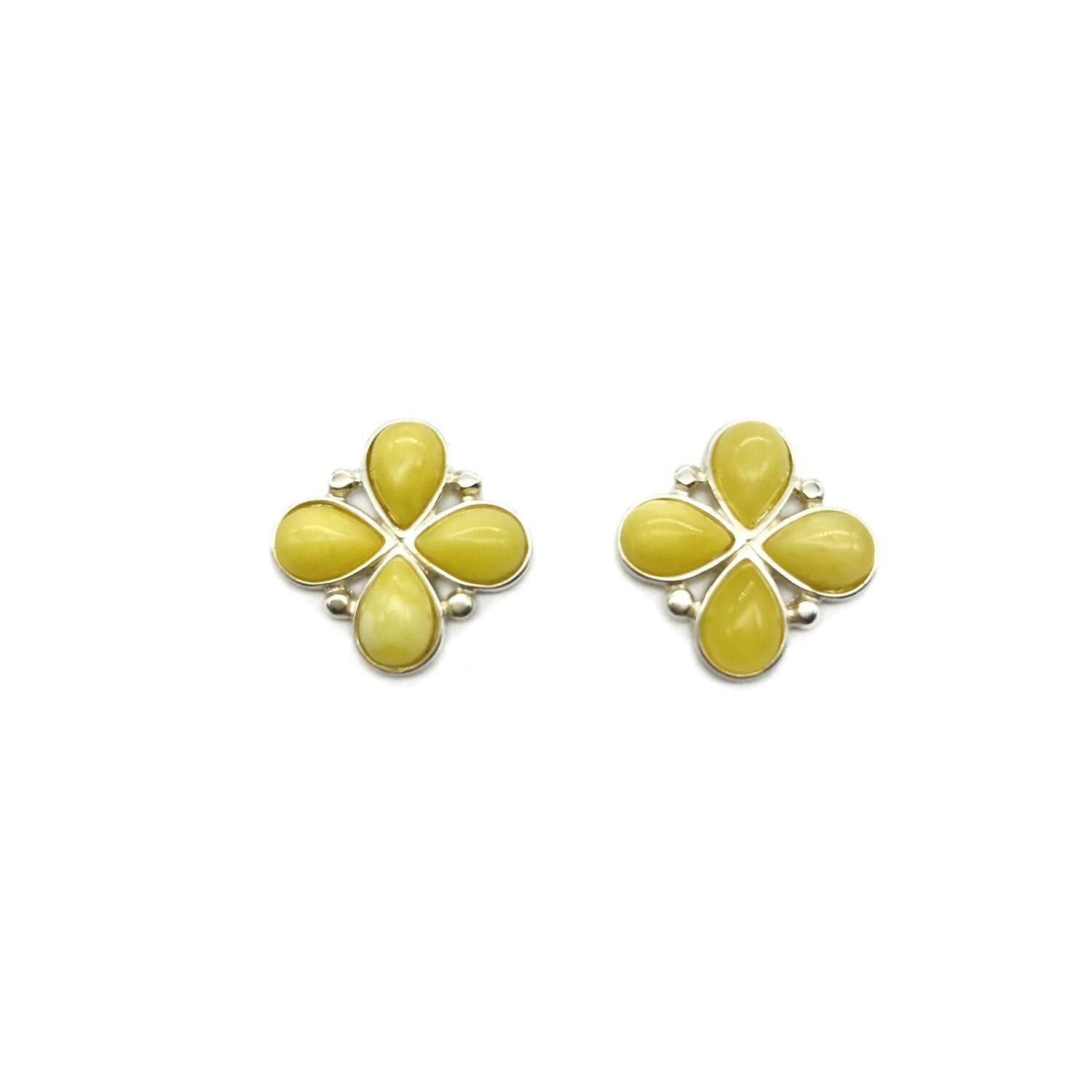 Silver and Amber Earrings - Studs