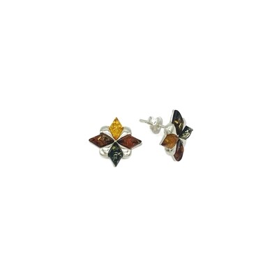 Silver and Amber Earrings - Studs
