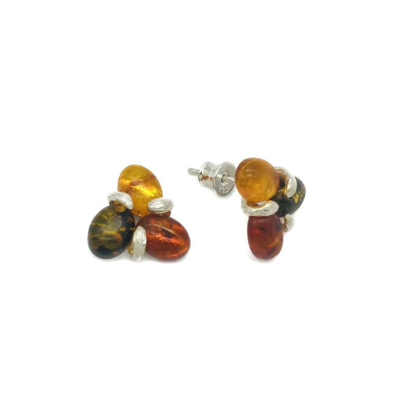 Silver and Amber Earrings - Studs