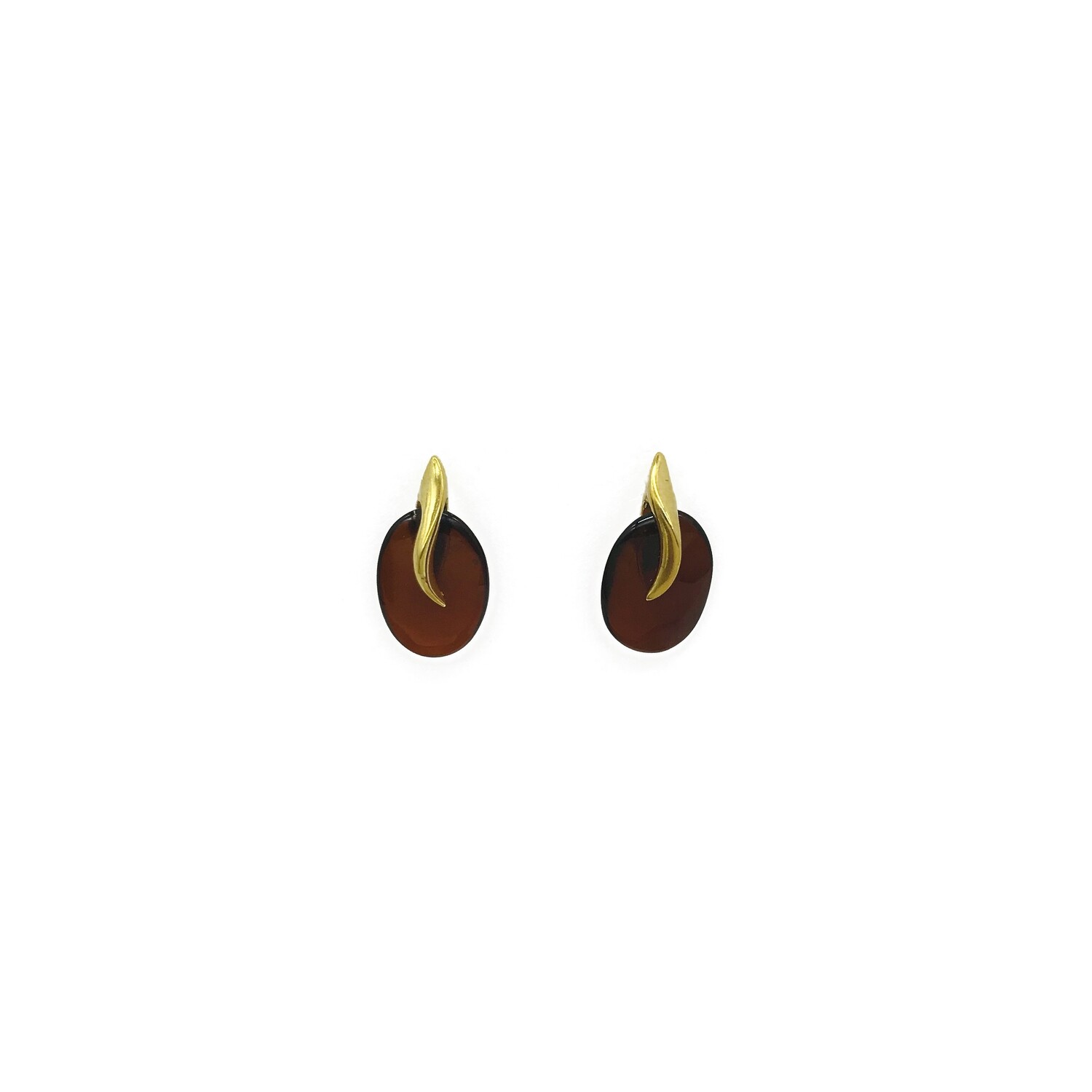 Silver and Amber Earrings - Studs