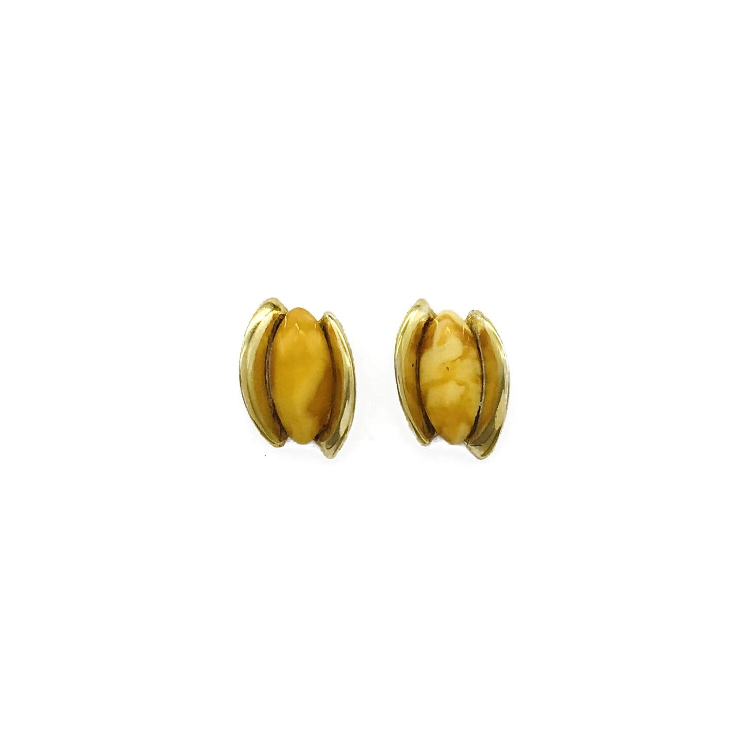 Silver and Amber Earrings - Studs
