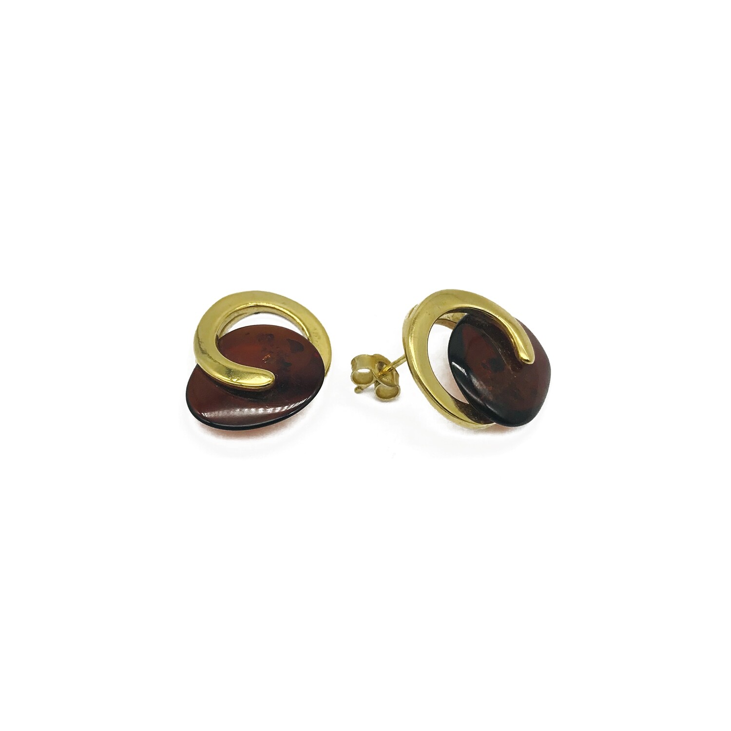 Silver and Amber Earrings - Studs
