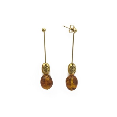 Silver and Amber Earrings