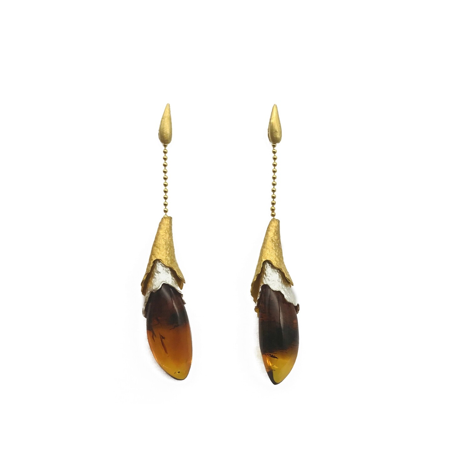 Silver and Amber Earrings