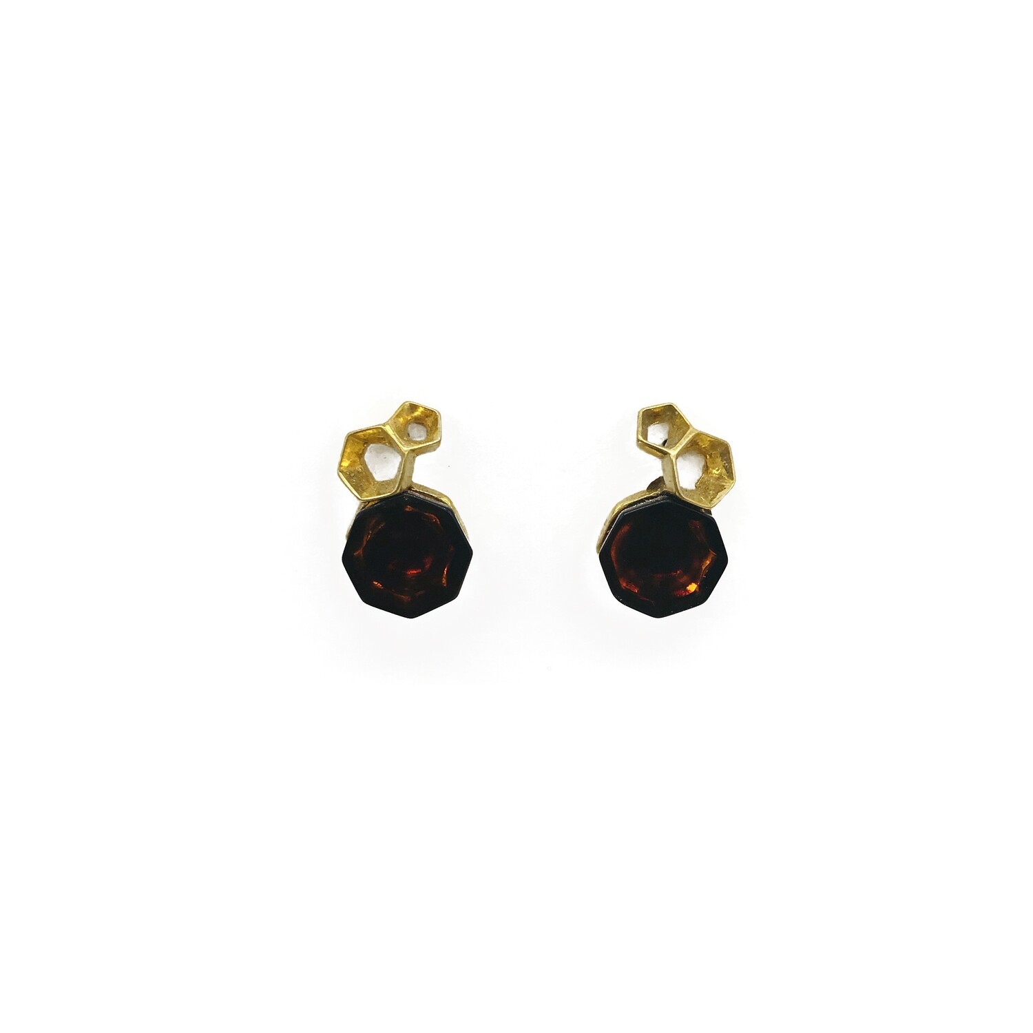 Silver and Amber Earrings - Studs