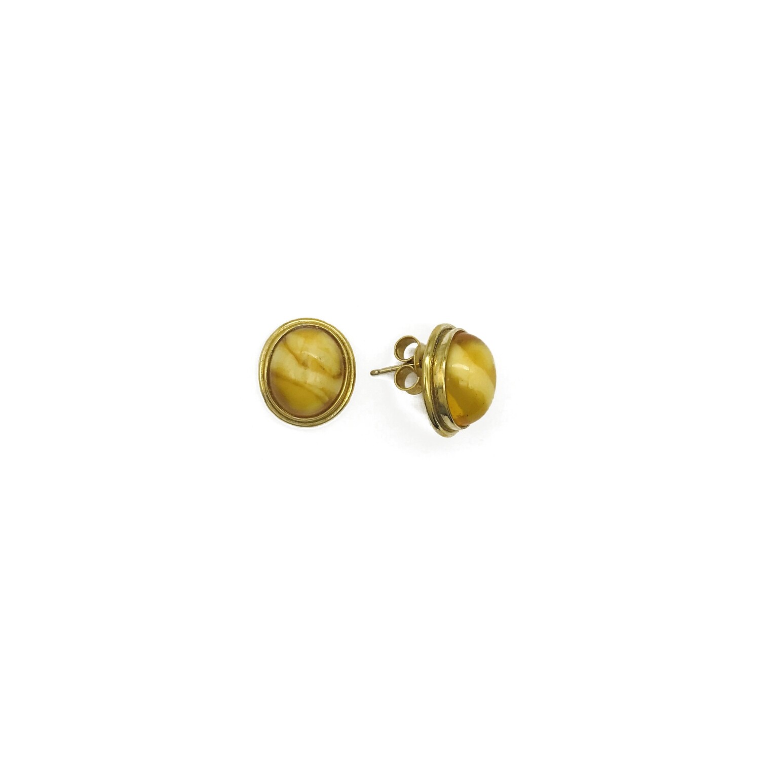Silver and Amber Earrings - Studs