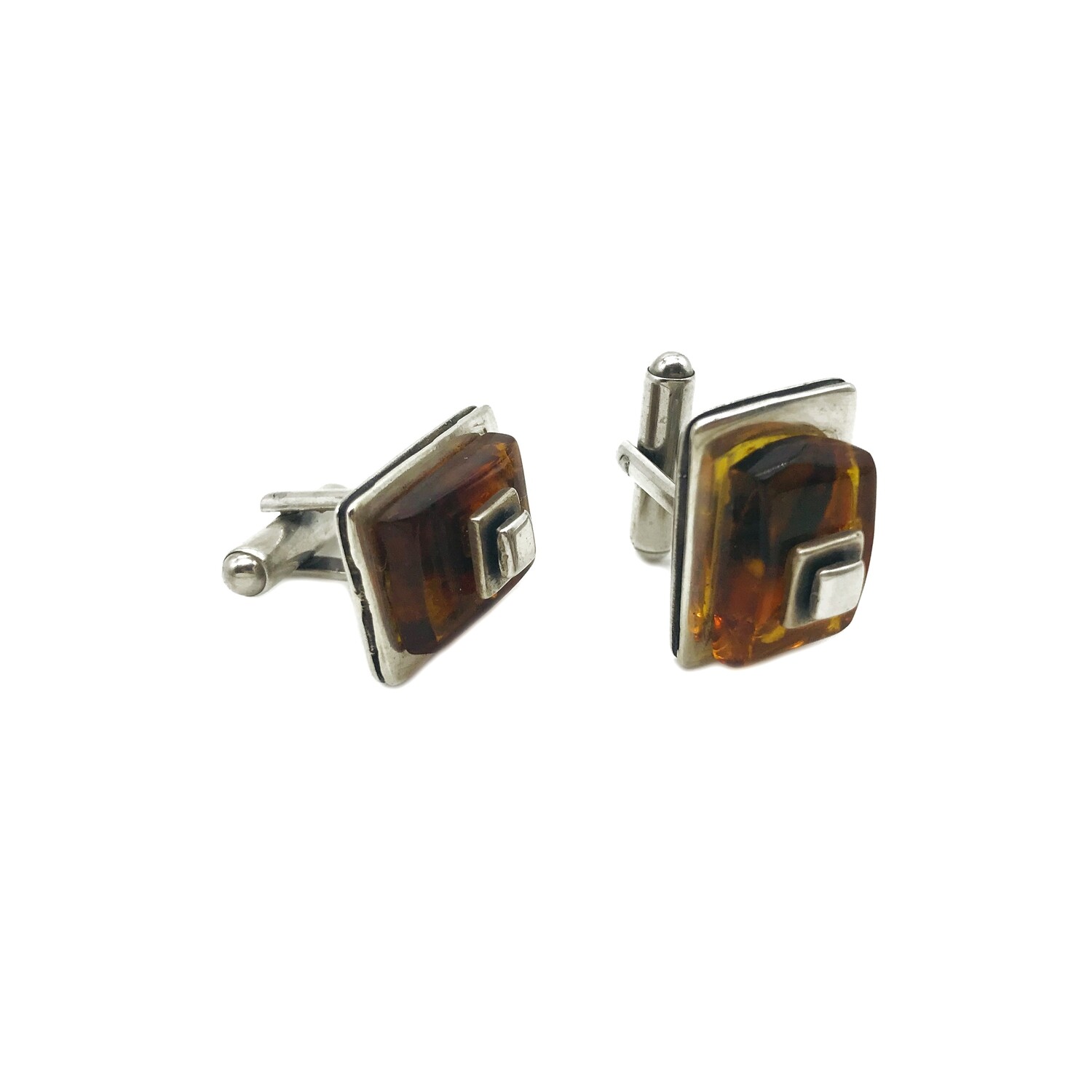 Silver and Amber Cufflinks
