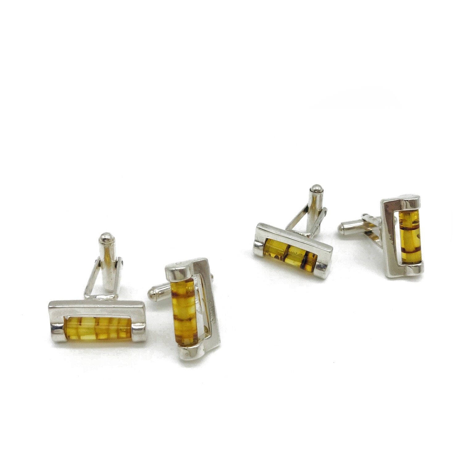 Silver and Amber Cufflinks