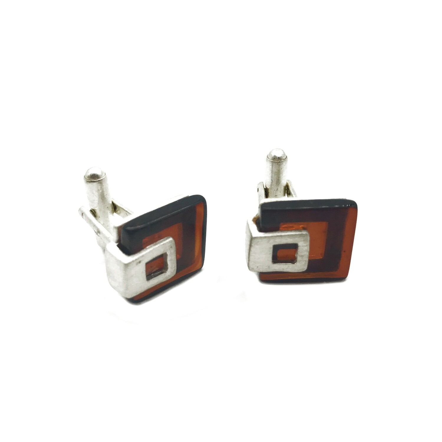 Silver and Amber Cufflinks